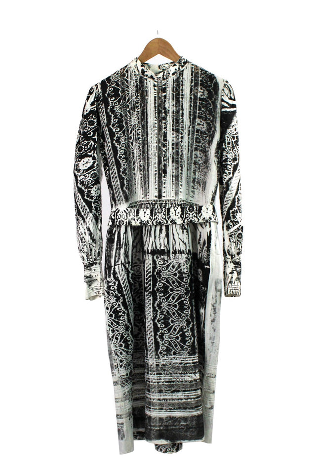Simon Ungless - White Linen Dress with Roadkill Lace Print