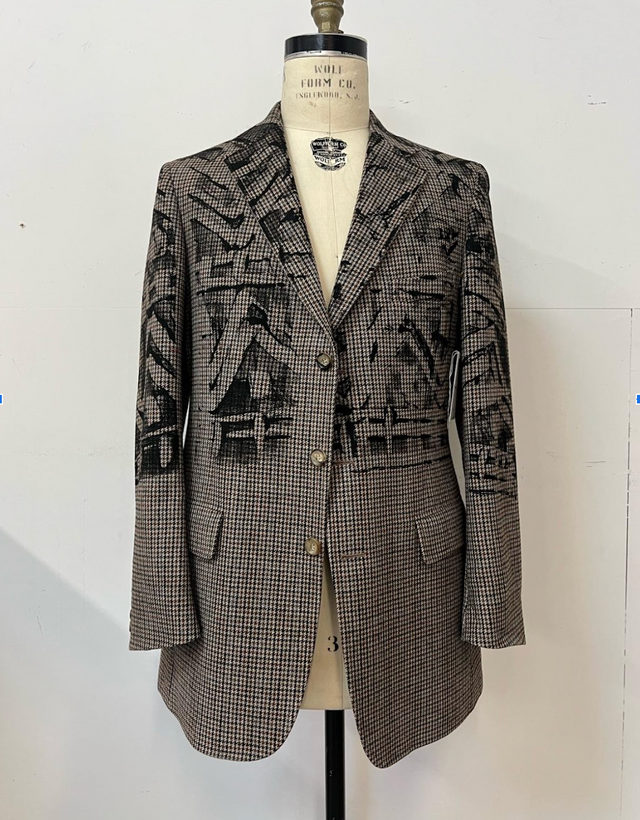 Simon Ungless - Tweed Jacket with Black Mono-Print