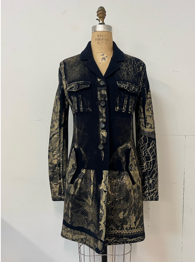 Simon Ungless - Wool Jacket Shades of Gold Roadkill Lace Print