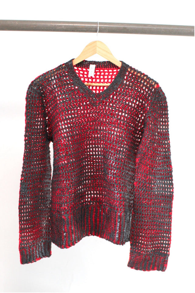 Simon Ungless - Crochet Sweater with Black Rubberized Roadkill Print