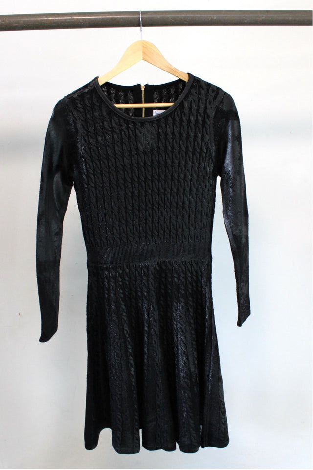 Simon Ungless - Cable Knit Sweater Dress with Black Rubberized Roadkill