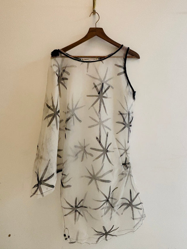 Valerja Pobega - One Sleeve White & Black Organza Dress