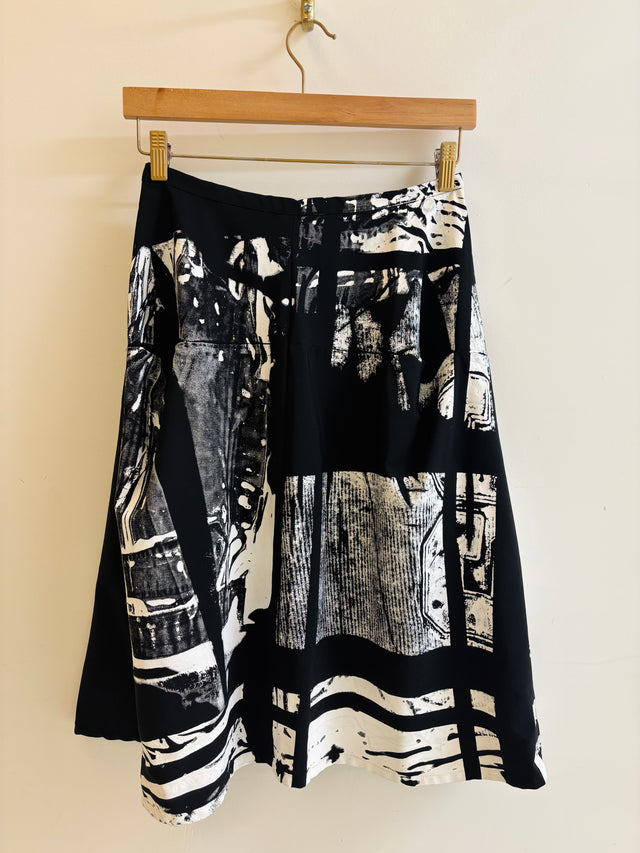 Simon Ungless - Flair Skirt with White Roadkill Print