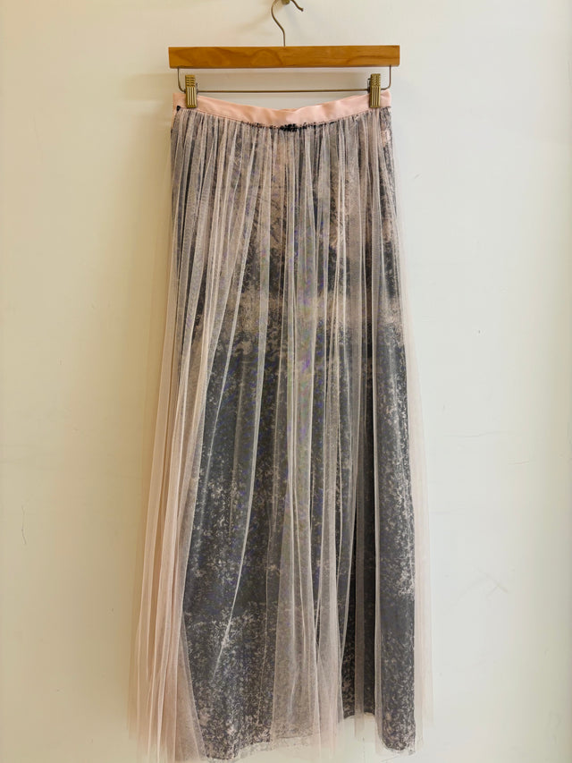 Simon Ungless - Layered Tulle Skirt with Lace Roadkill Print