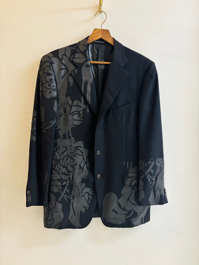 Simon Ungless - Black Blazer with Dripping Floral Print